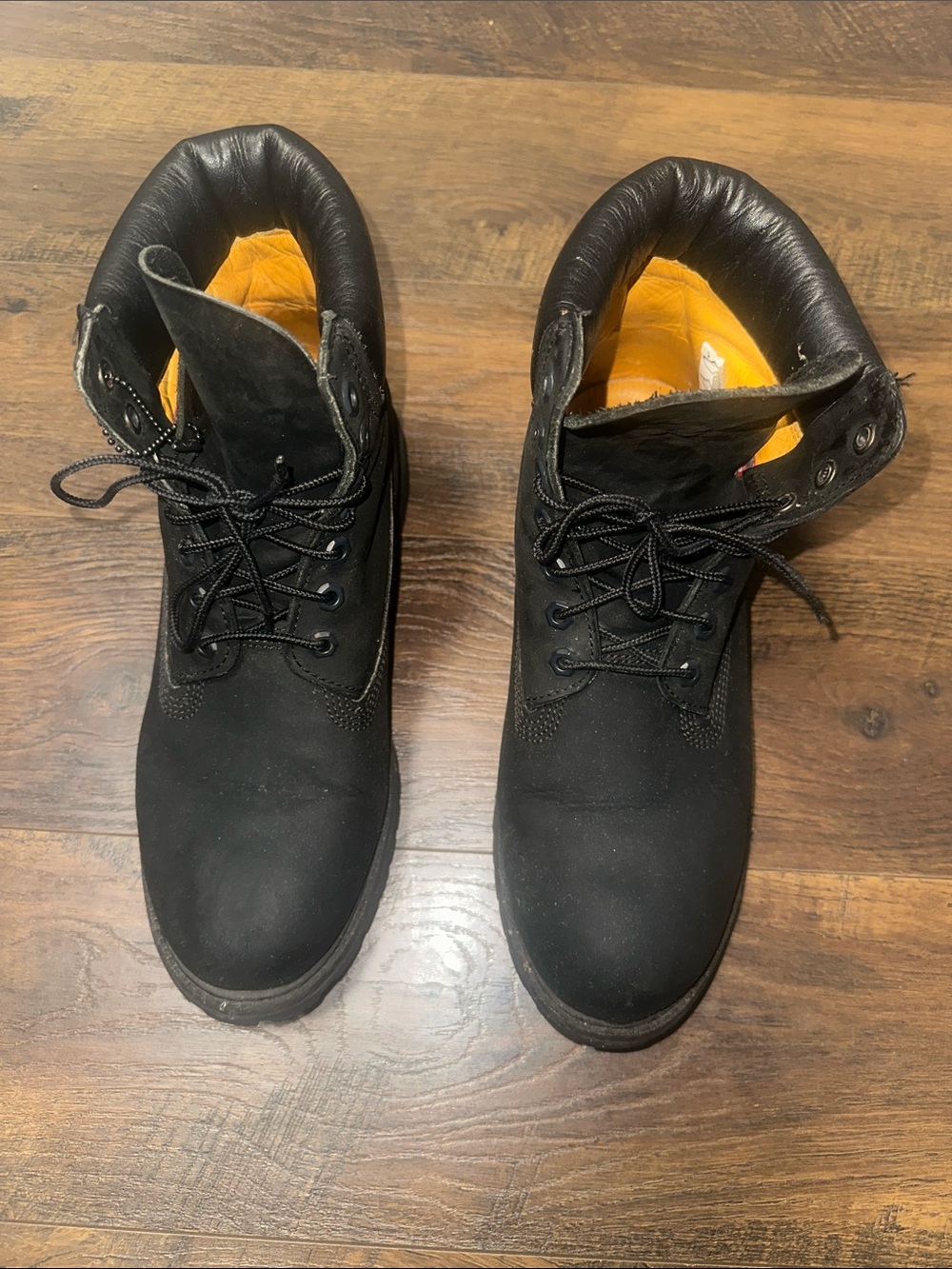 Timberland Black Men's Lace-Up Boots with Orange Lining